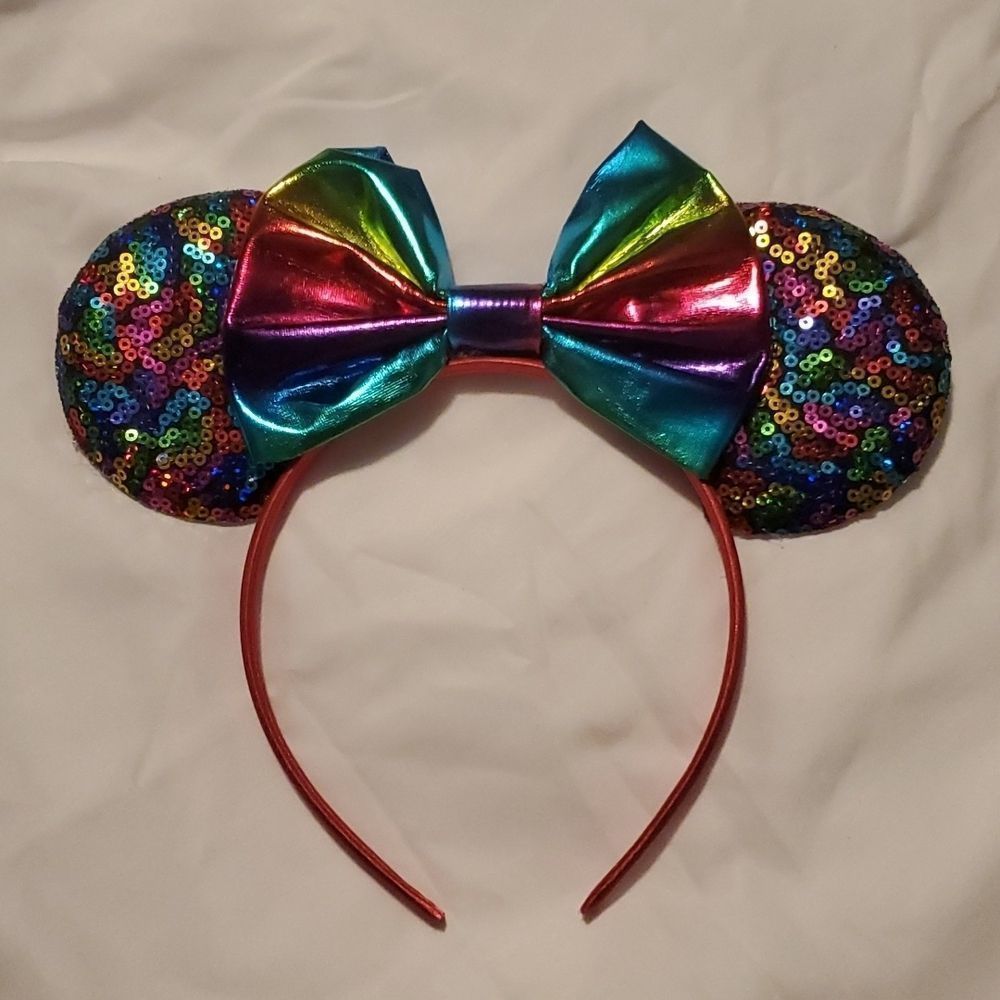 NEW RAINBOW SEQUINED MOUSE EARS HEADBAND